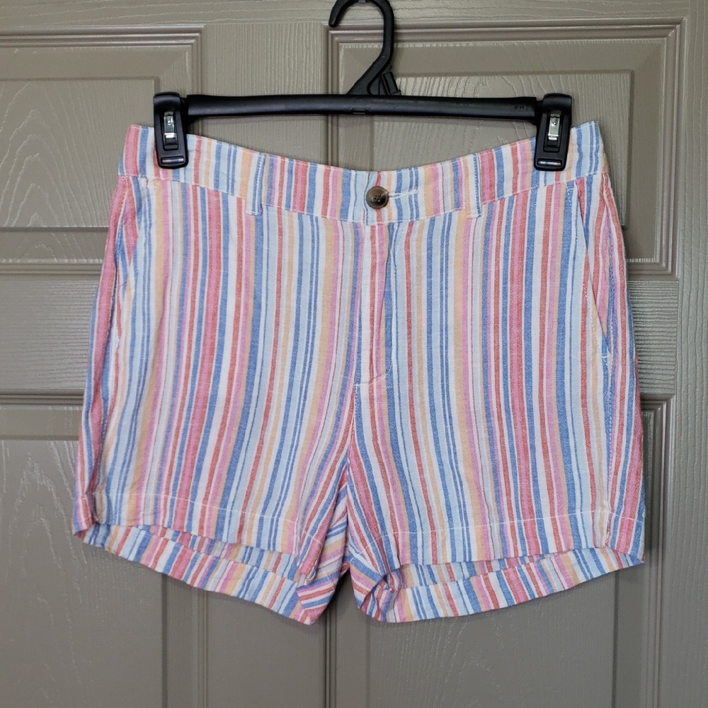 NWT Old Navy Striped Women's High Rise Shorts - Linen Blend Size 6